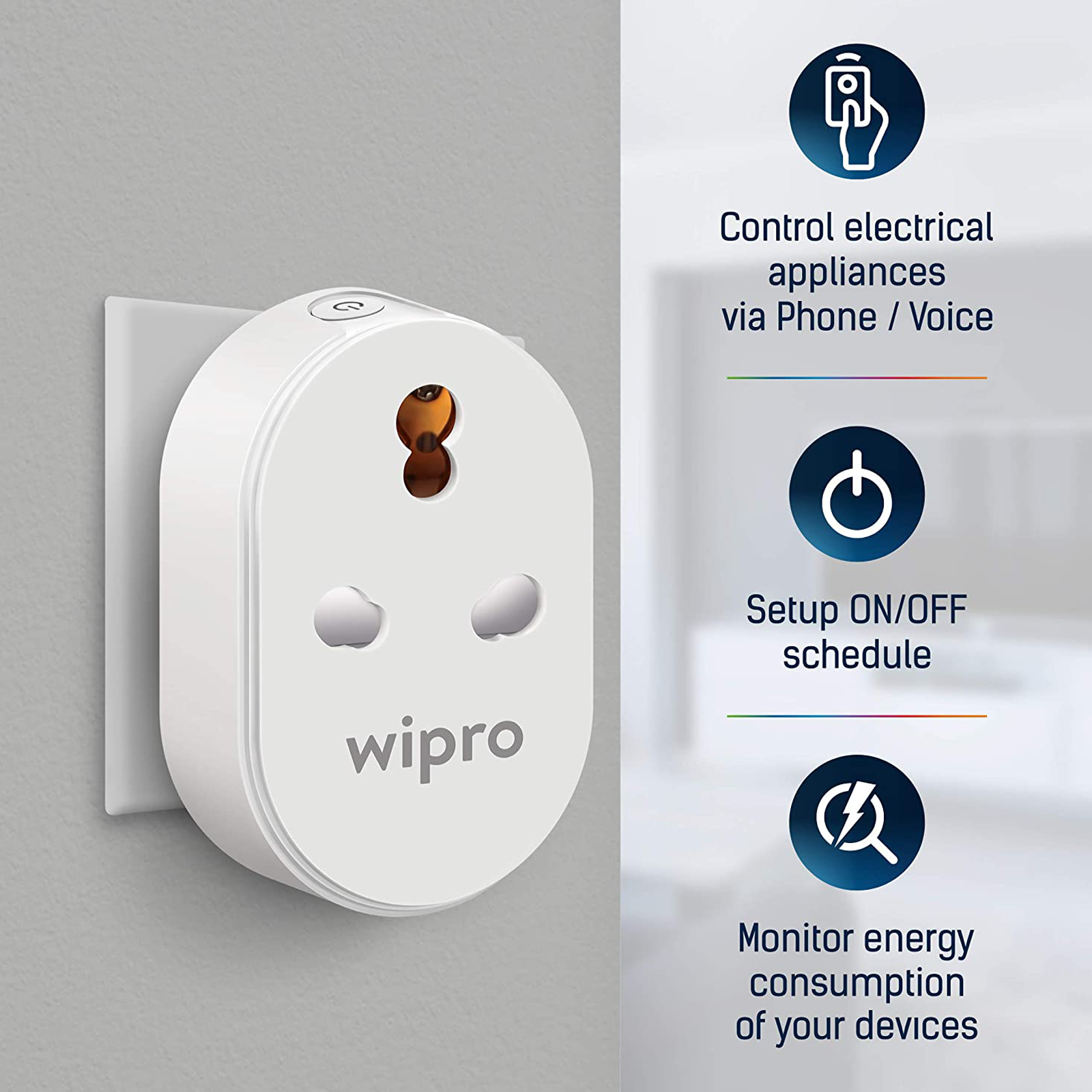 Buy Wipro Alexa And Google Assistant Supported Smart Plug For Air 